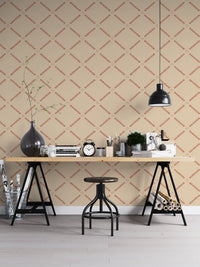 Diagonal diamond shapes on beige wall


