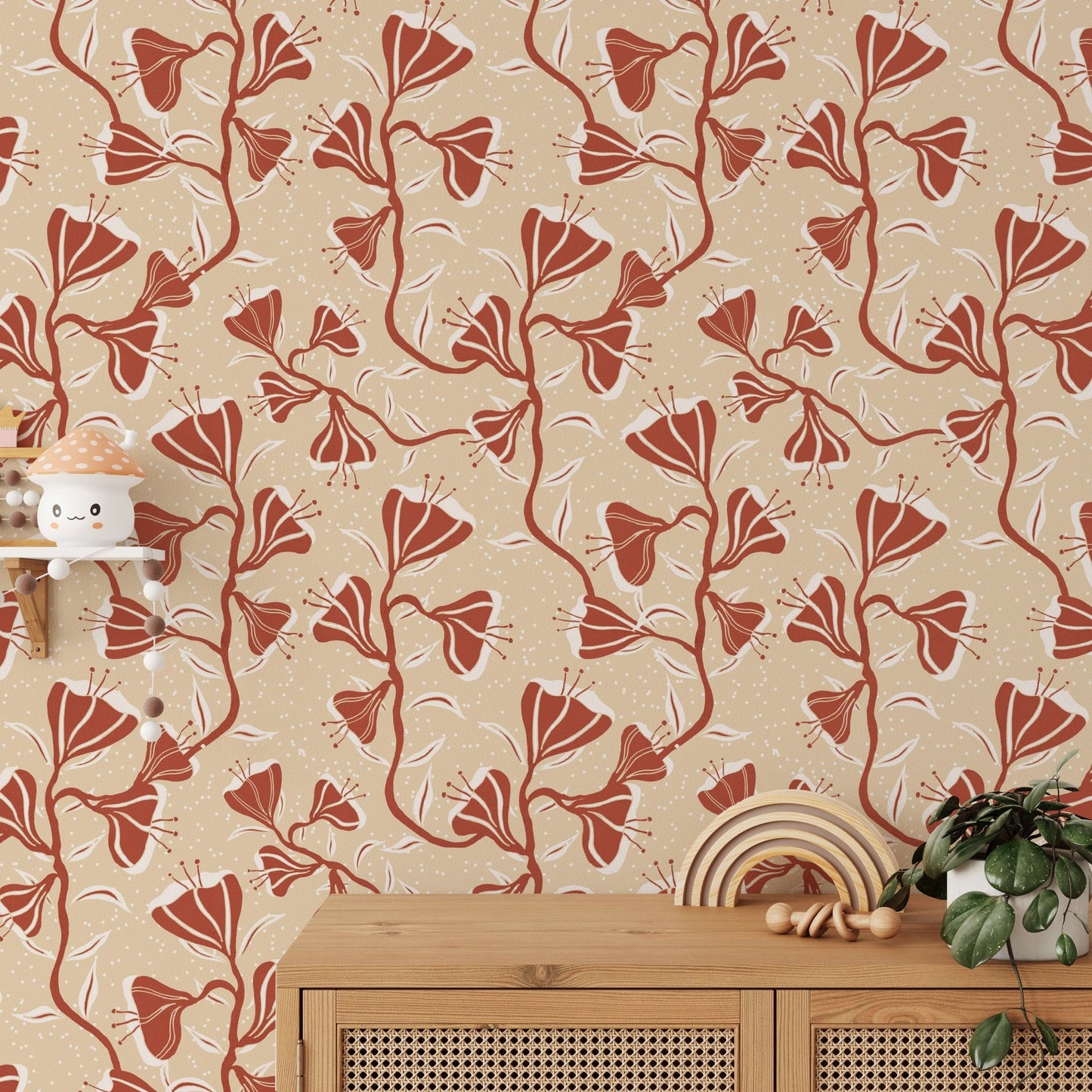 Cream background with floral vines

