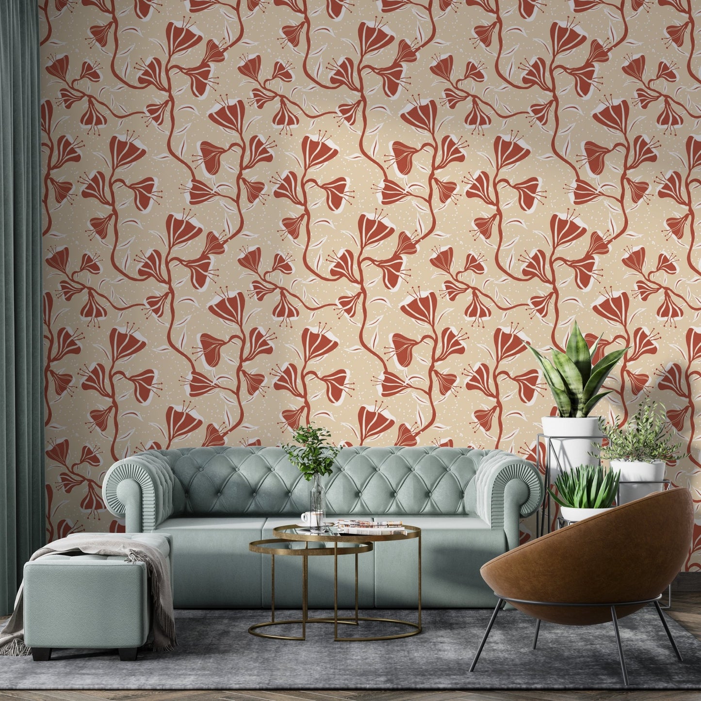 Vintage floral vine wall pattern

