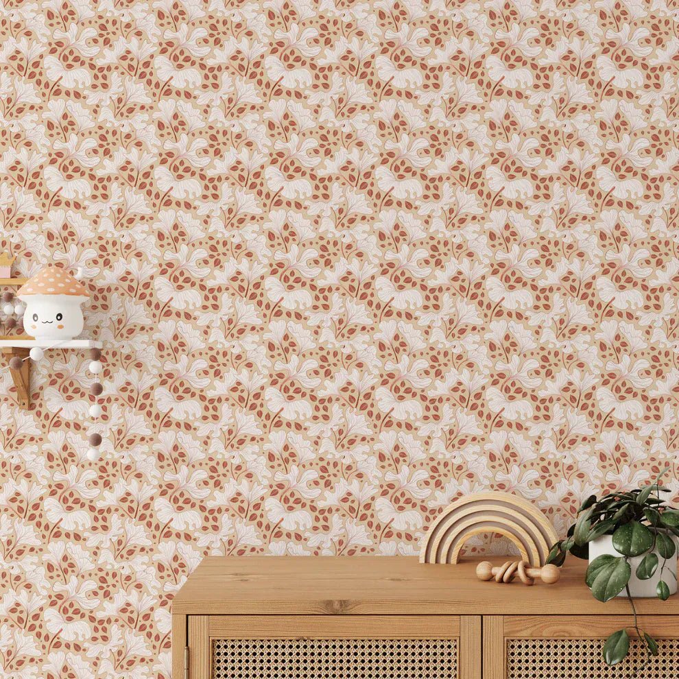Cozy Cream Foliage soft neutral wall mural
 GD155
