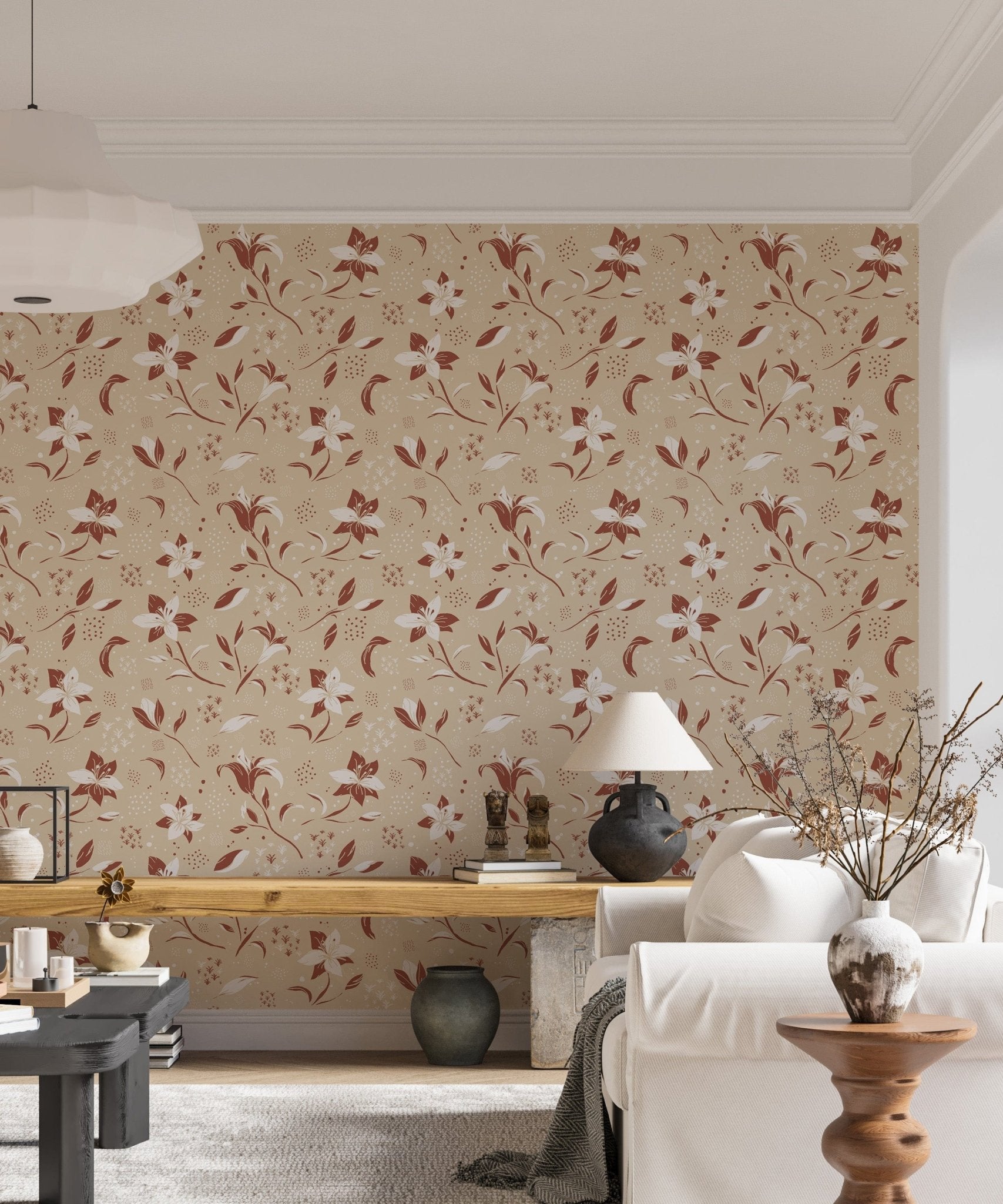 Cozy cream lilies wall mural GD167

