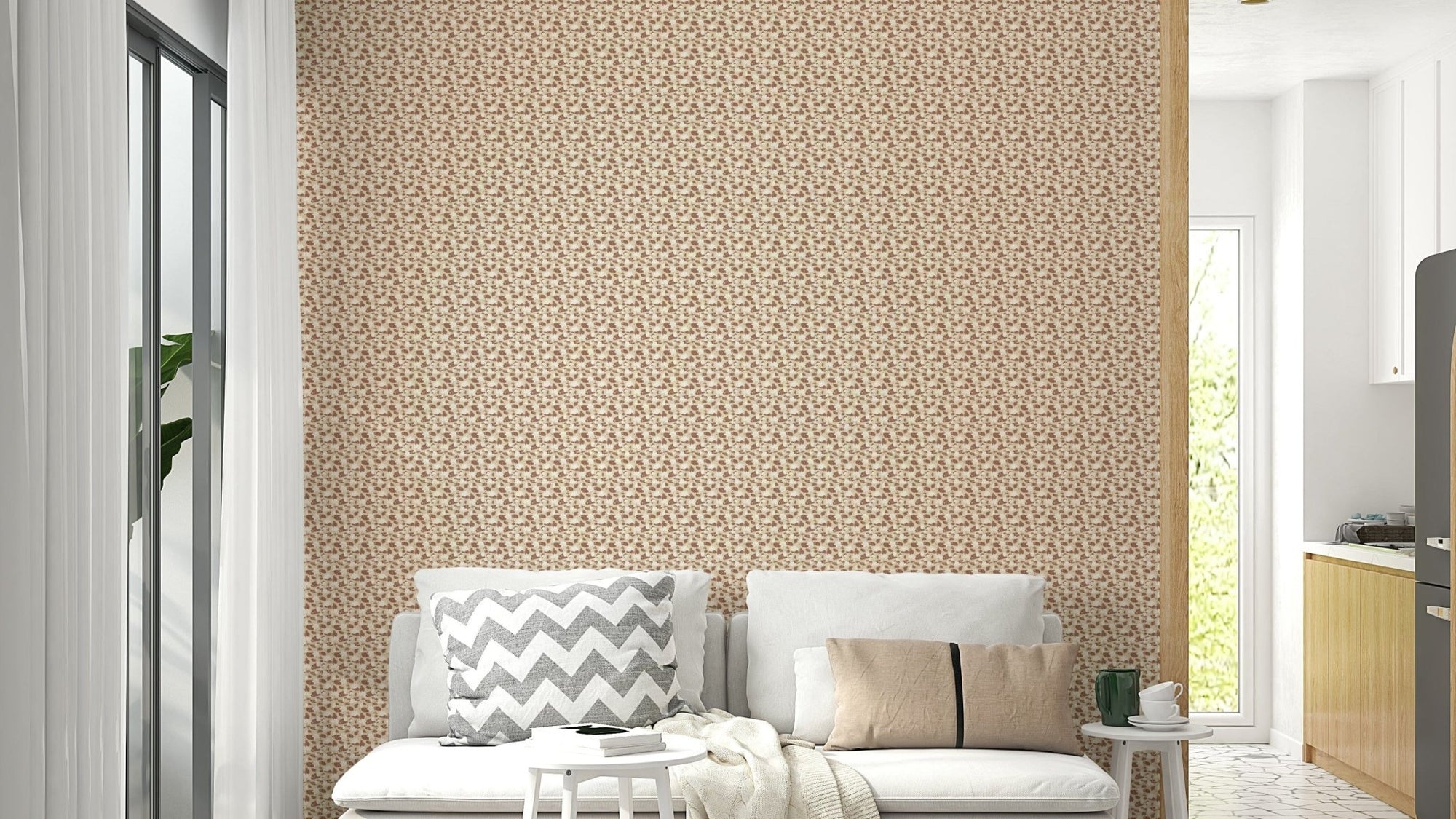 Elegant lotus mural in neutral shade GD132

