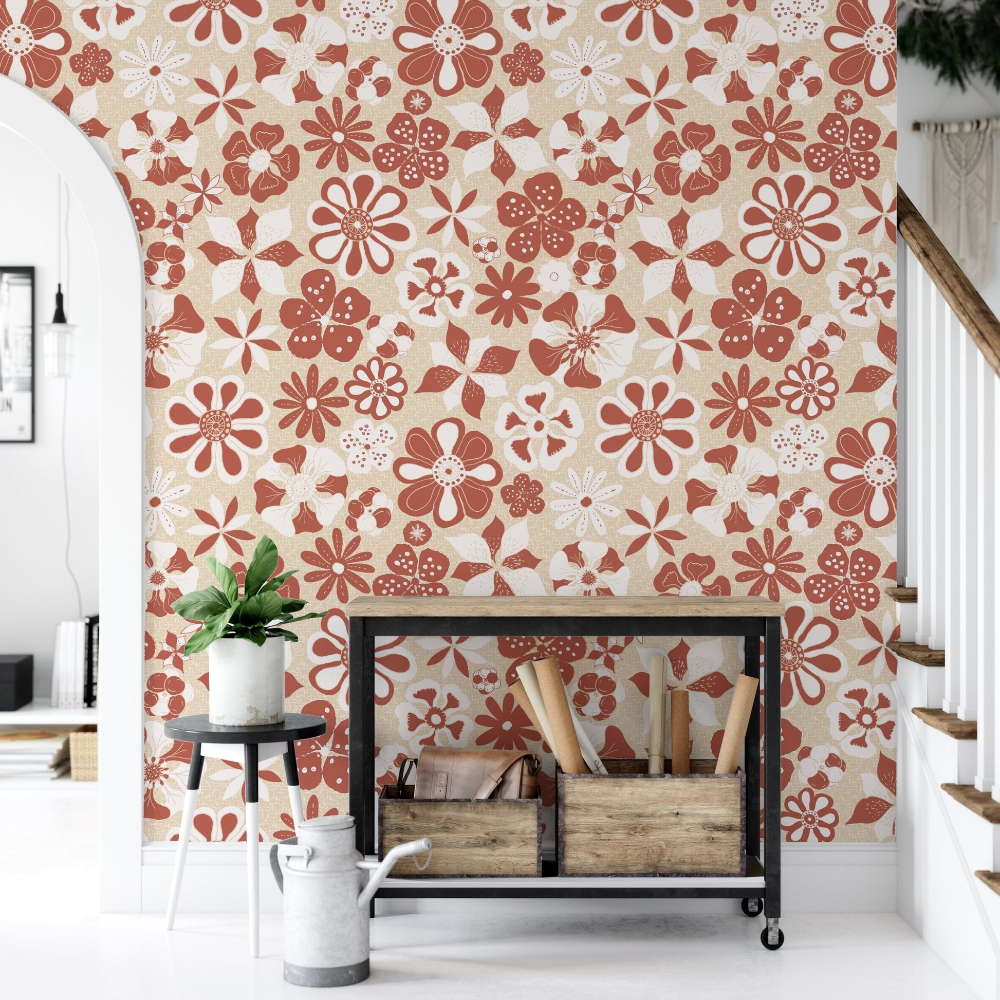 Maximalist flowers in warm tones

