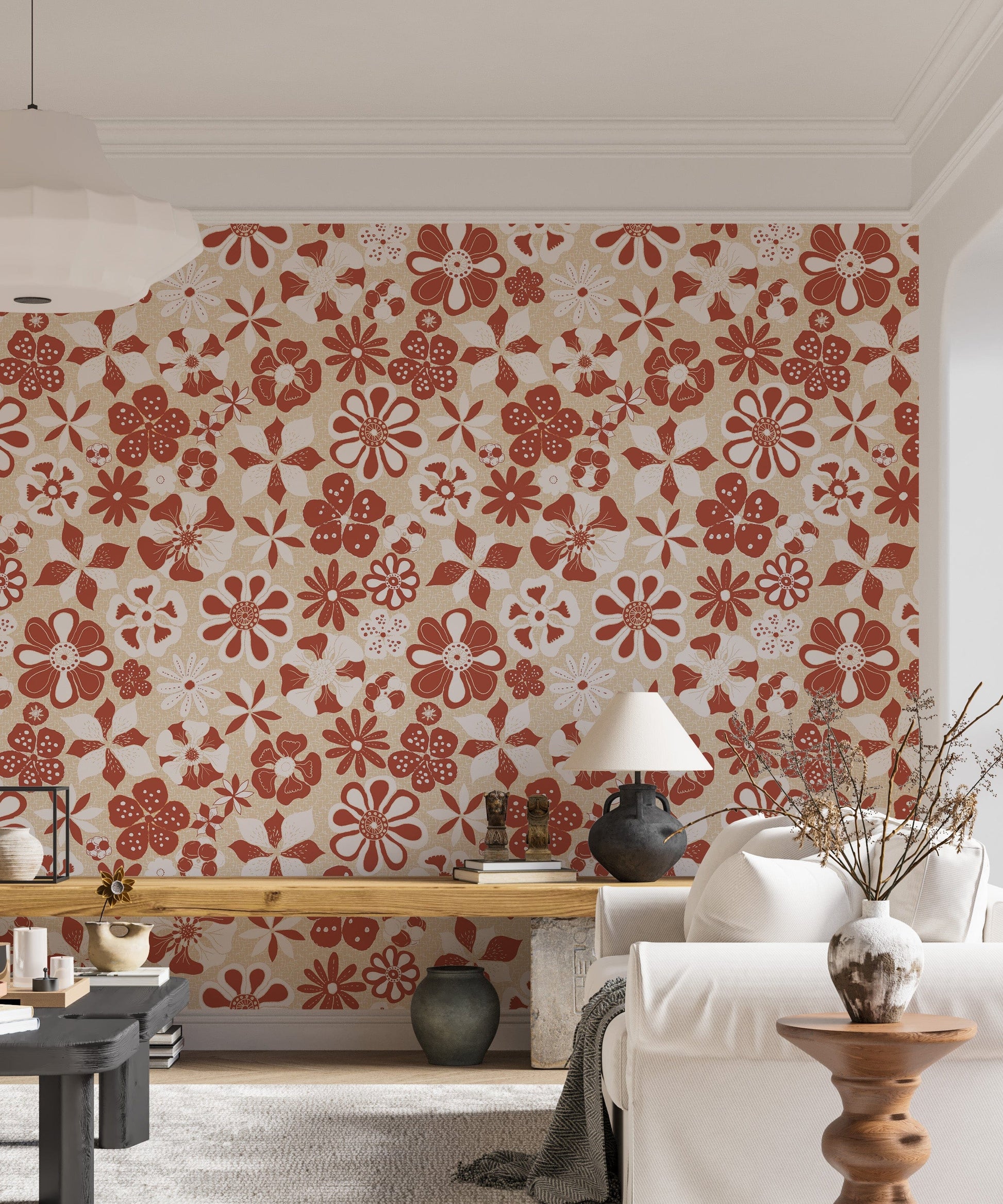 Funky floral pattern with cream tone

