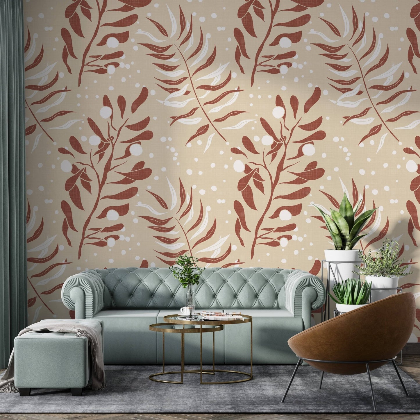 Minimal palm leaves wall texture

