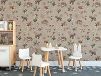 Watercolor baby animals wallpaper print
