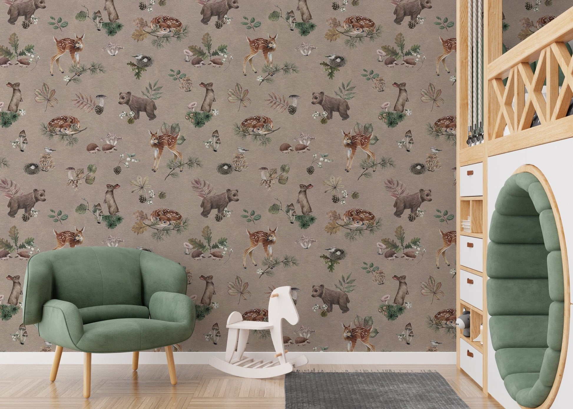 Scandinavian baby animal wallpaper decor
