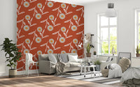 Bright lounge setting brought alive by crafted botanicals in sunbaked orange tones, GD8613