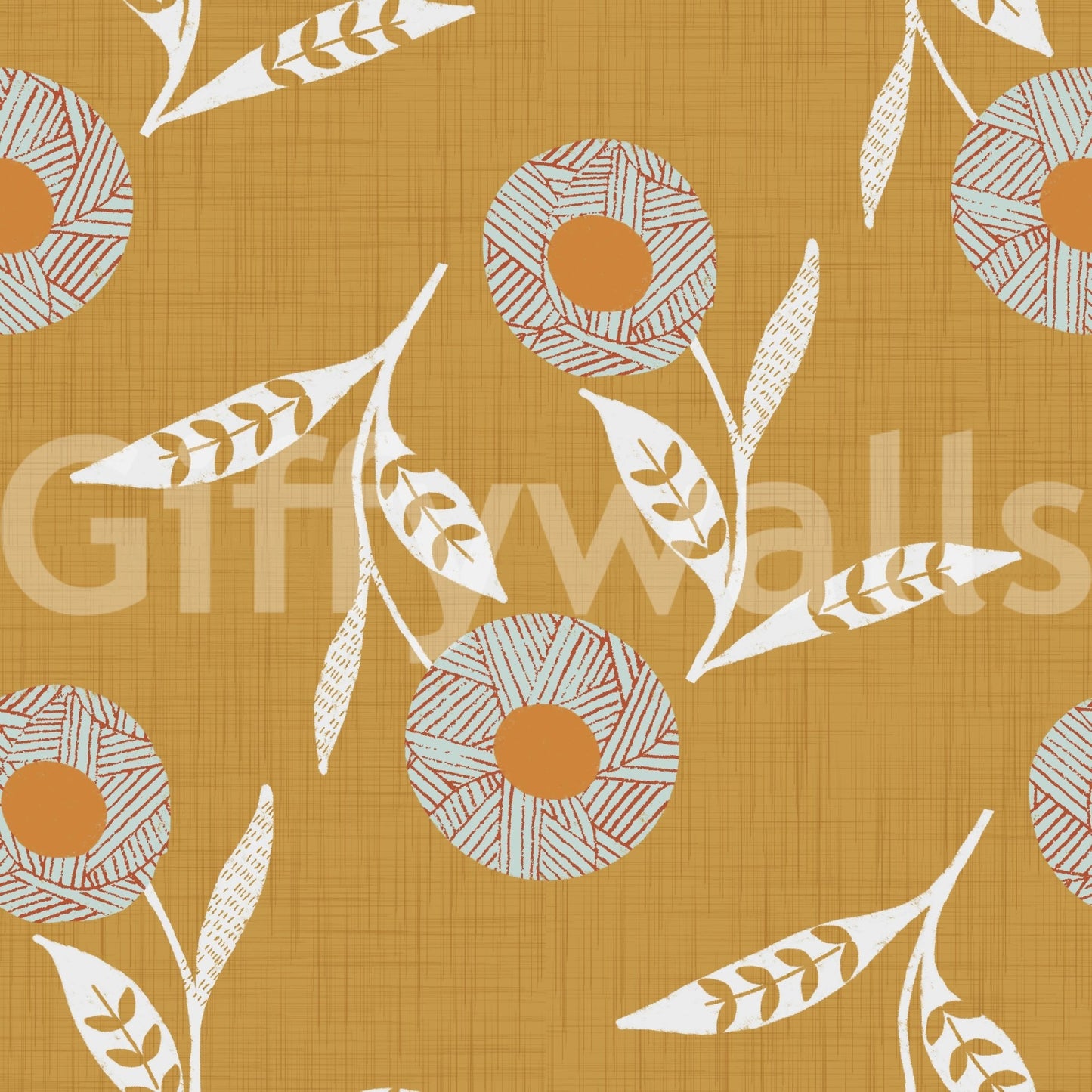Cozy Scandi Flower Honey Mustard - Craft Botanical Wallpaper⁠