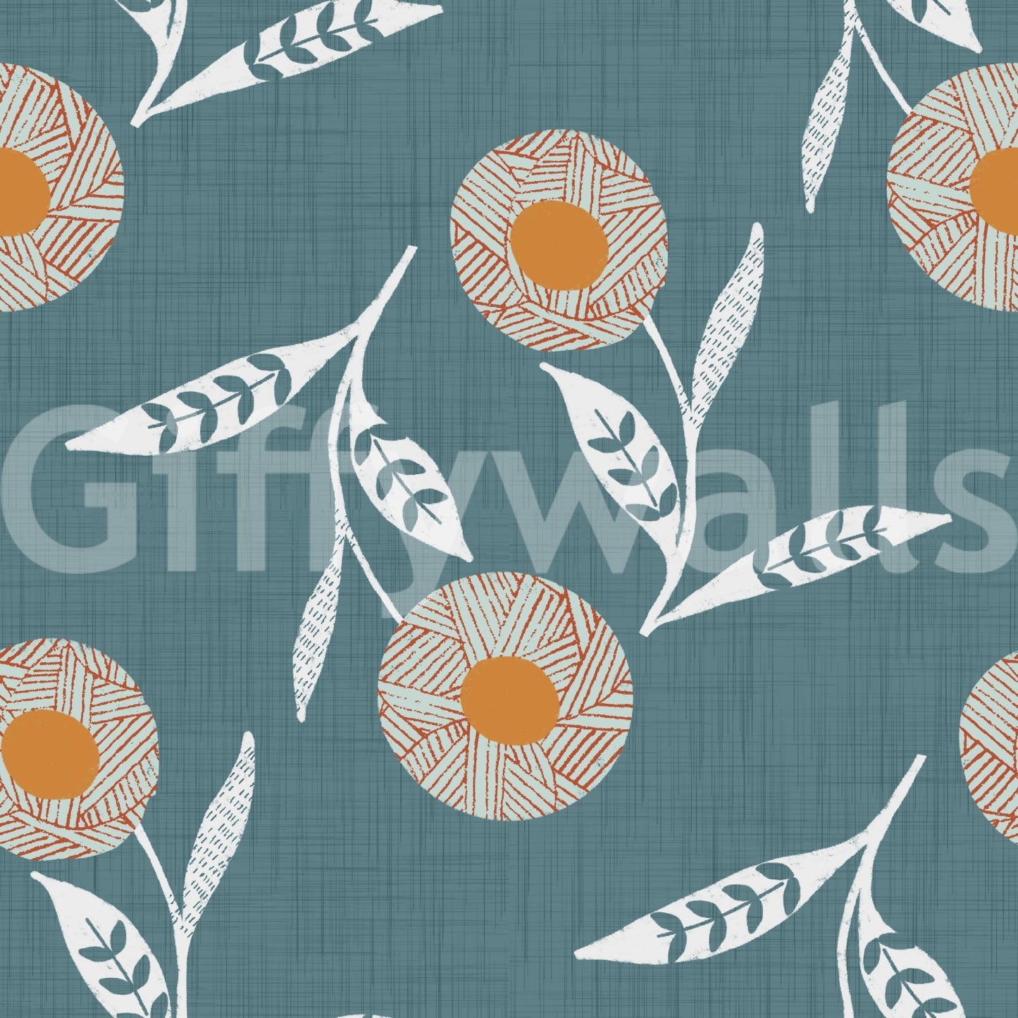 Nordic blue grey floral repeat Cozy Scandi Flower craft botanical wallpaper texture, GD8614