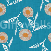 Nordic teal ground brightens Cozy Scandi Flower Craft Botanical Wallpaper softly, GD8617