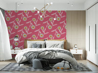 Cozy bedroom finished with Scandi botanical wallpaper in a warm rose clay tone, GD8619