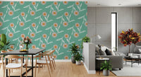Open living area using Cozy Scandi Flower Sage Mint Craft Botanical Wallpaper