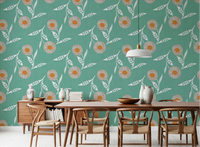 Dining room styled with Cozy Scandi Flower Sage Mint Craft Botanical Wallpaper