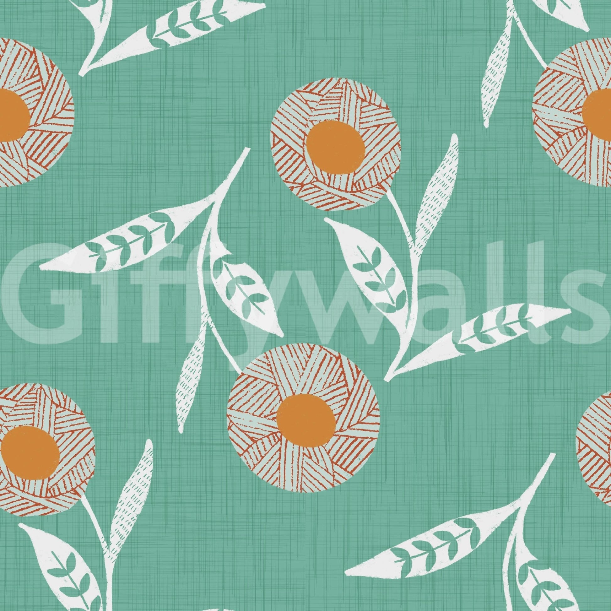 Soft sage background in Cozy Scandi Flower Sage Mint Craft Botanical Wallpaper