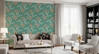 Relaxed living space using Cozy Scandi Flower Sage Mint Craft Botanical Wallpaper