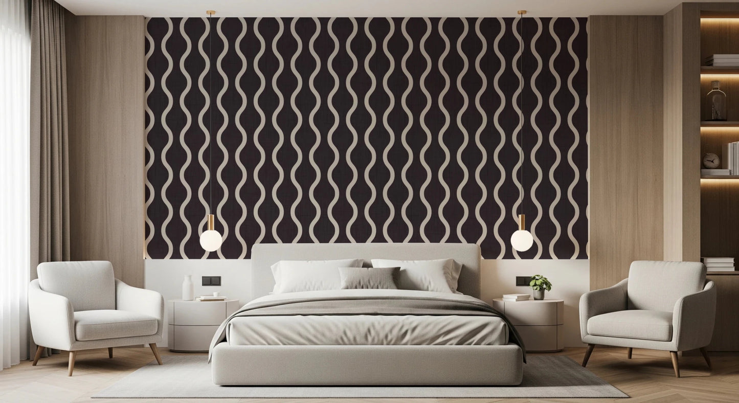 Cozy Scandi Folk Charcoal Warm Linen - Craft Stripe Wallpaper⁠