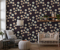 Nursery room with Cozy Scandi Folk Dot Floral Charcoal Craft Circle Wallpaper, GD8609