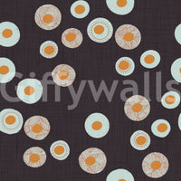 Charcoal base with dotted floral circles in Cozy Scandi Folk Dot Floral wallpaper, GD8609