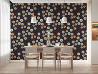 Dining styled with Cozy Scandi Folk Dot Floral Charcoal Craft Circle Wallpaper, GD8609