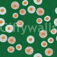 Forest green Cozy Scandi Folk Dot Floral wallpaper with layered circle detailing, GD8604