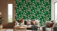 Sitting area framed by Cozy Scandi Folk Dot Floral Forest Green wallpaper, GD8604