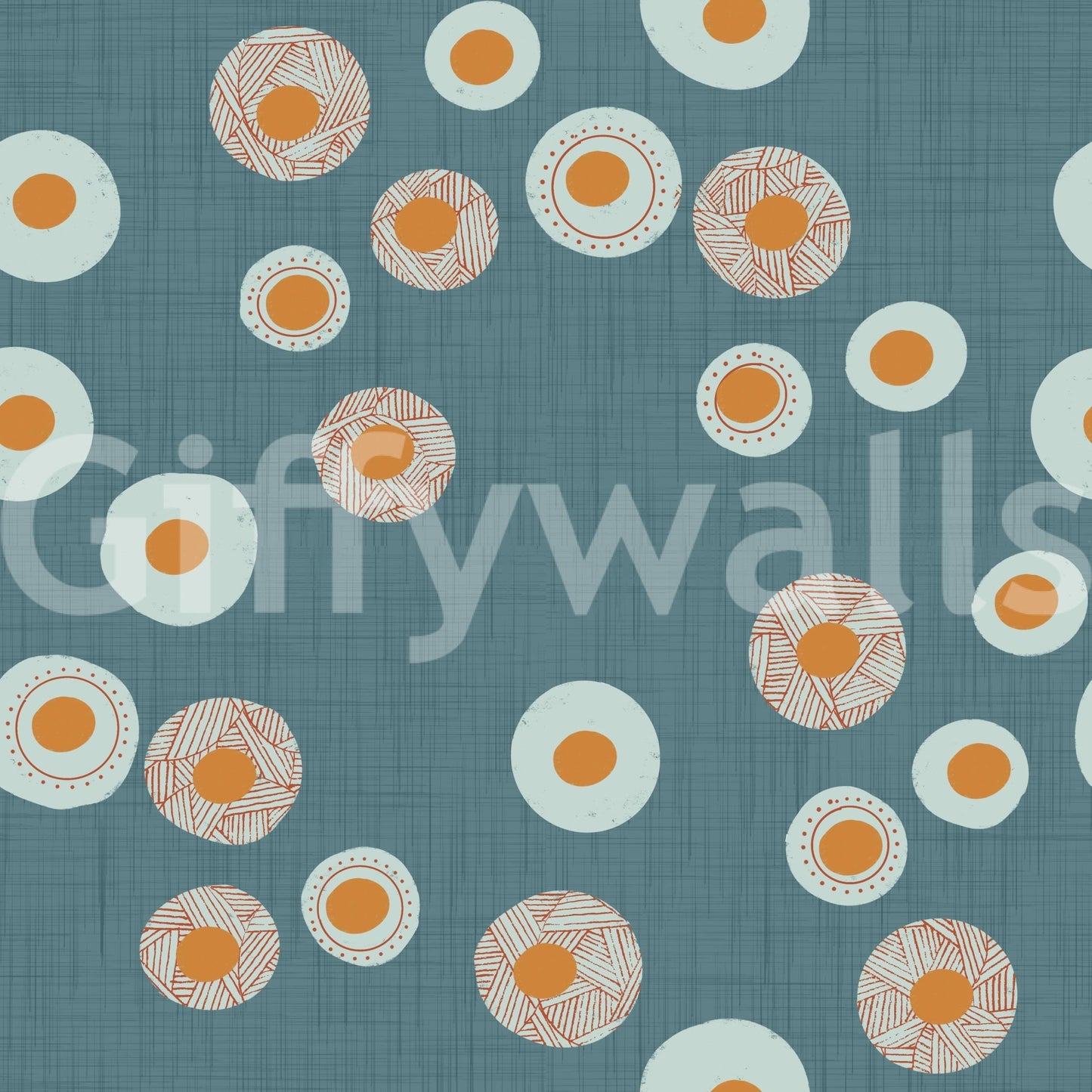 Nordic blue grey circle pattern in Cozy Scandi Folk Dot Floral craft wallpaper, GD8606