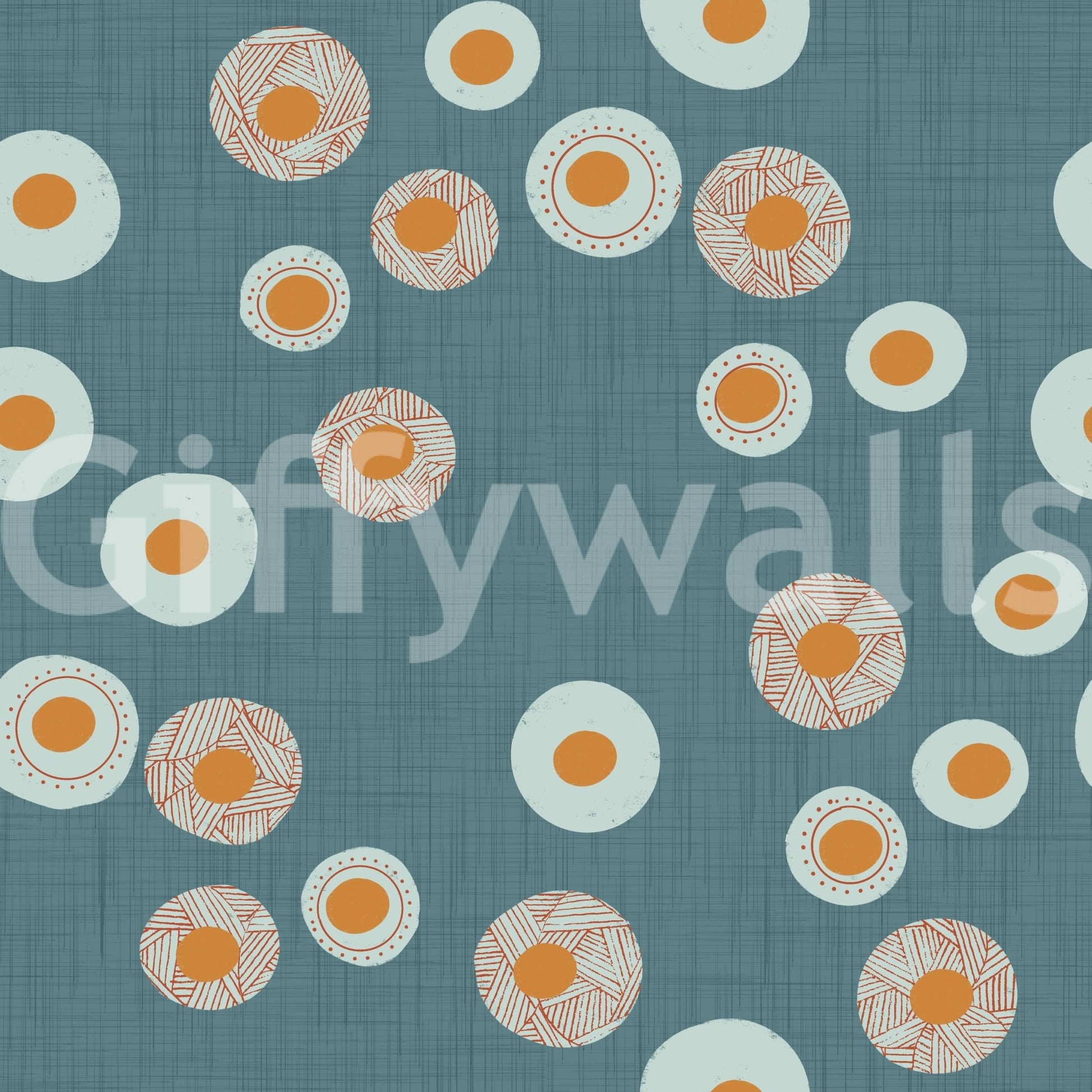Nordic blue grey circle pattern in Cozy Scandi Folk Dot Floral craft wallpaper, GD8606