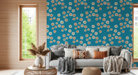 Window-side lounge lifted through circular folk patterning in a cheerful teal shade, GD8607