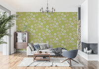 Open-plan living space lifted by the playful Olive Chartreuse circle wallpaper, GD8600