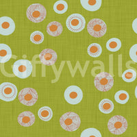 Olive chartreuse base with dotted circles in Cozy Scandi Folk Dot Floral wallpaper, GD8600