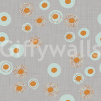 Warm linen ground in Cozy Scandi Folk Dot Floral Craft Circle Wallpaper with soft dots