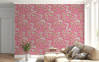 Living room paired with Cozy Scandi Folk Floral Rose Clay craft wallpaper charm, GD8554