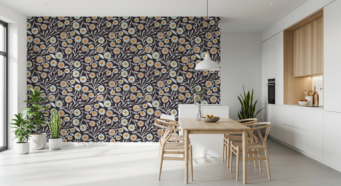 Cozy Scandi Folk Floral Warm Linen - Craft Botanical Wallpaper⁠