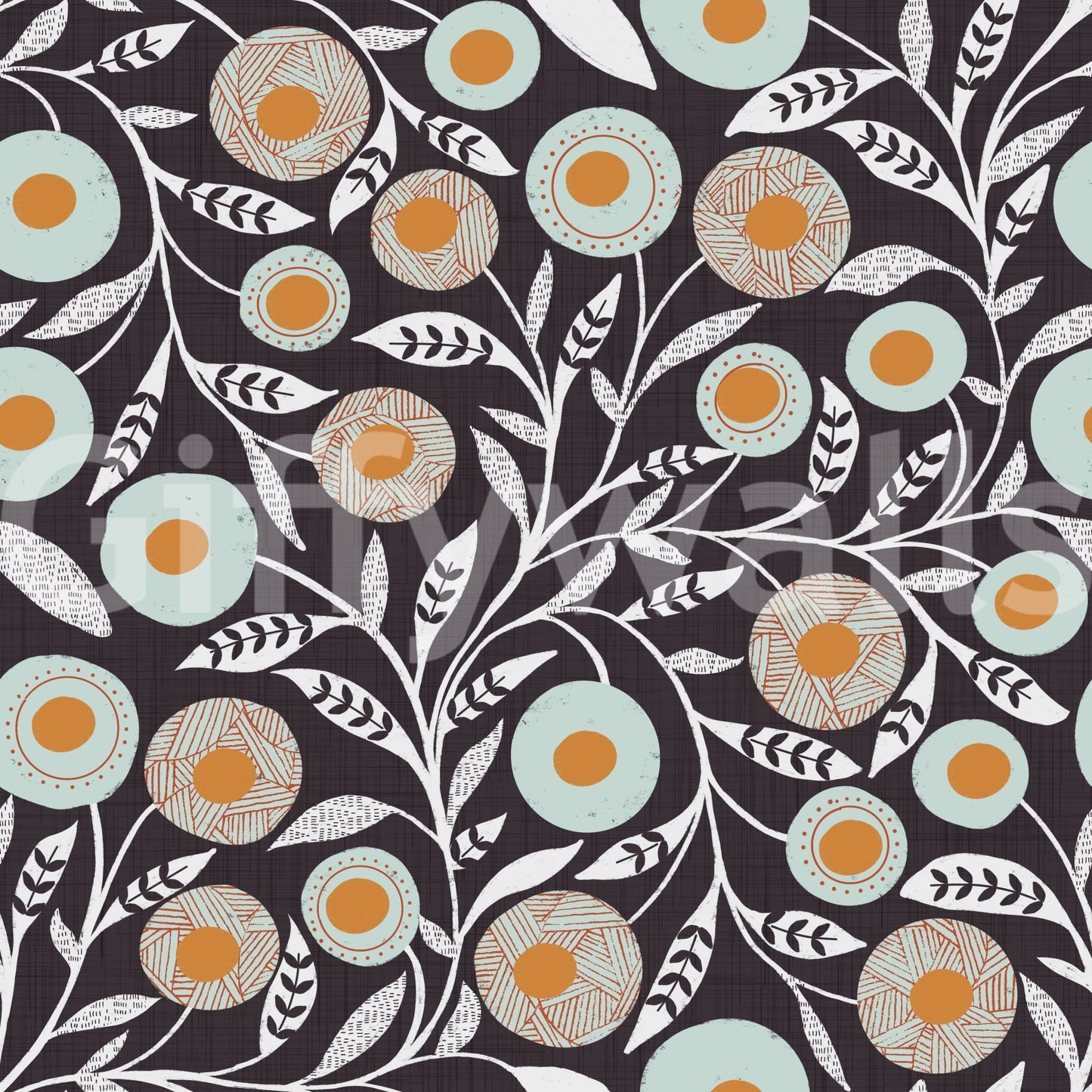 Cozy Scandi Folk Floral Warm Linen - Craft Botanical Wallpaper⁠