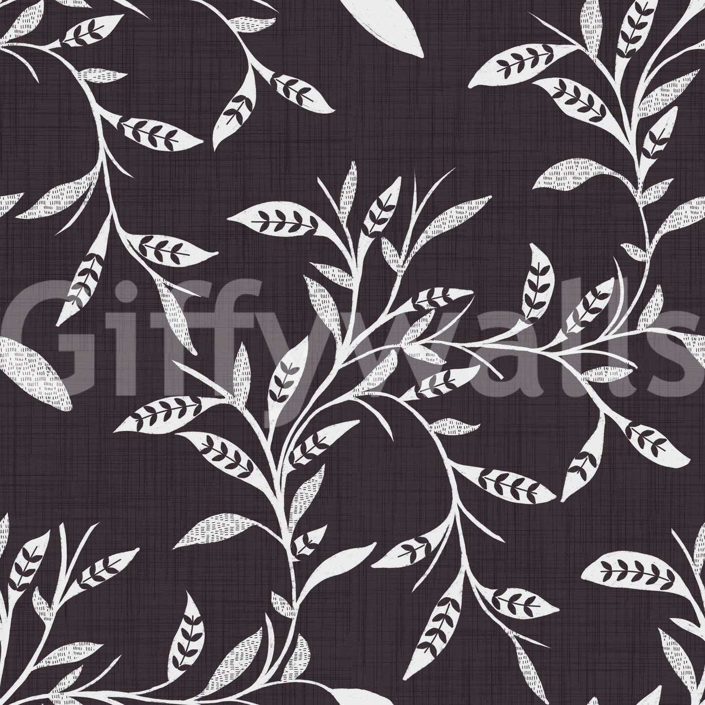 Cozy Scandi Folk Leaf Vine Charcoal - Craft Blender Wallpaper⁠