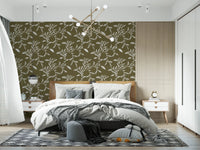 Minimal vine pattern on Scandi Leaf Wallpaper with textured finish, GD8536