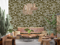Calm botanical surface in Folk Vine Wallpaper with neutral styling, GD8536