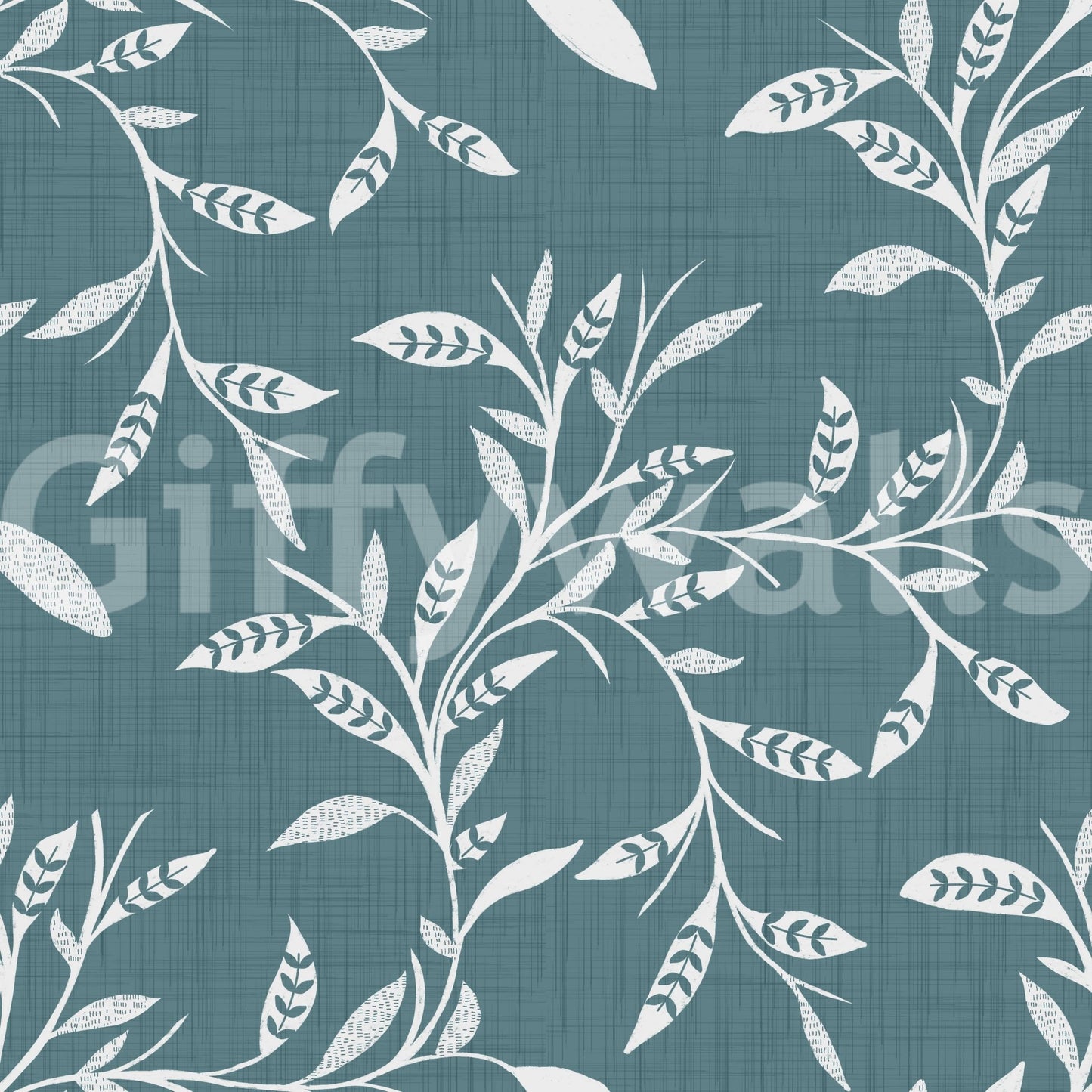 Cozy Scandi Folk Leaf Vine Nordic Blue Grey Craft Blender Wallpaper with leafy vine pattern, GD8539