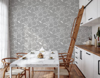 Kitchen paired with Cozy Scandi Folk Leaf Vine Warm Linen wallpaper detail, GD8545