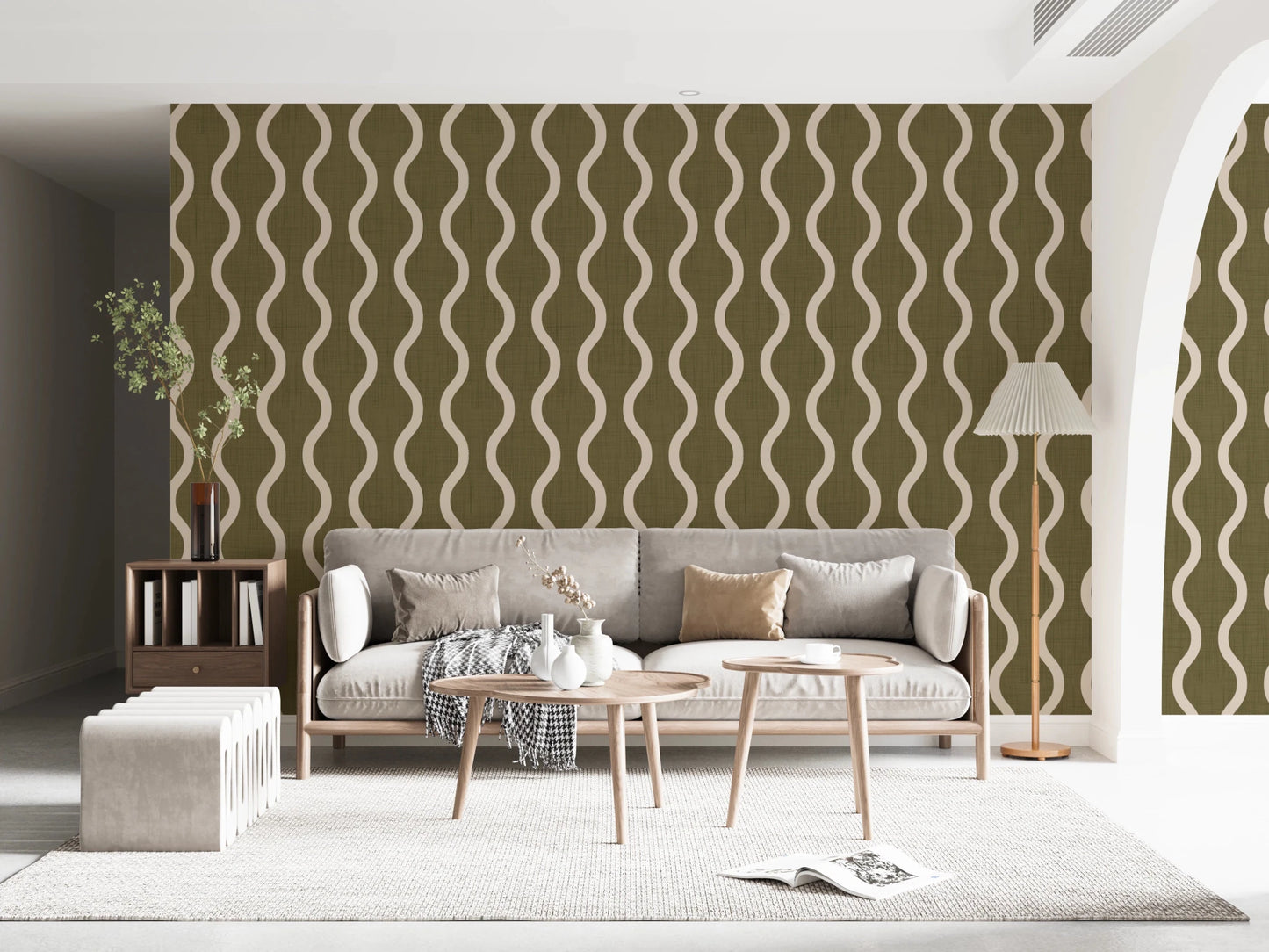 Graphic stripe rhythm in Scandi Folk Wallpaper with textured finish, GD8532