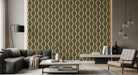 Minimal curved stripe design on Earthy Olive Wallpaper with calm contrast, GD8532