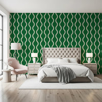 Scandi-inspired wave pattern in Wavy Stripe Green Wallpaper design