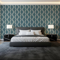 Subtle woven finish on Craft Stripe Wallpaper in Nordic blue grey tone, GD8526