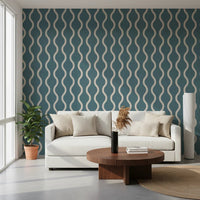 Calm Scandinavian pattern in Scandi Folk Wallpaper with cool blue base, GD8526