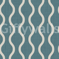 Soft graphic rhythm on Nordic Blue Grey Wallpaper with curved stripes, GD8526