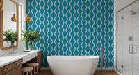 Scandinavian wave layout in Scandi Folk Wallpaper with teal background, GD8525