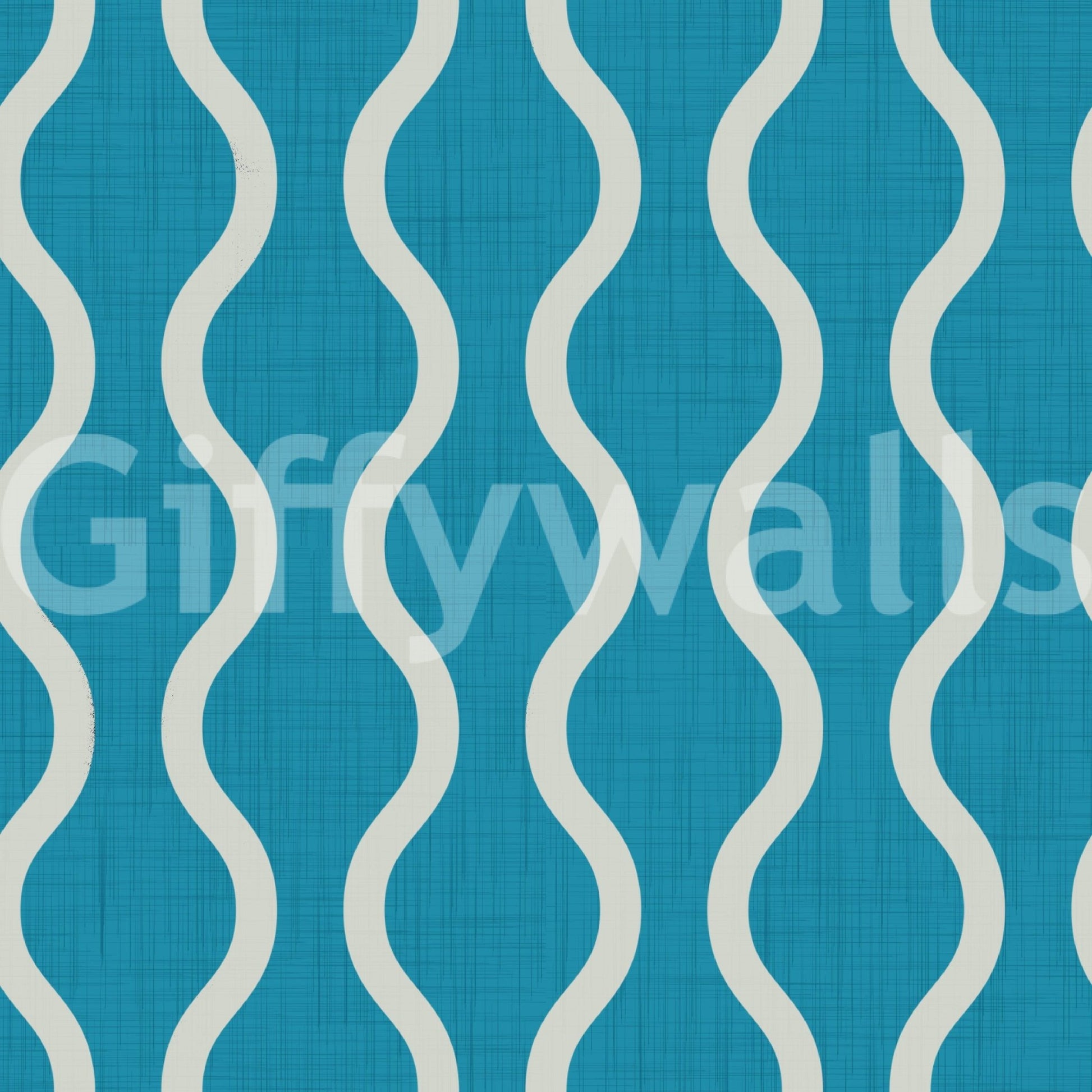 Soft graphic movement on Nordic Teal Wallpaper with curved stripe repeat, GD8525