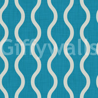 Soft graphic movement on Nordic Teal Wallpaper with curved stripe repeat, GD8525