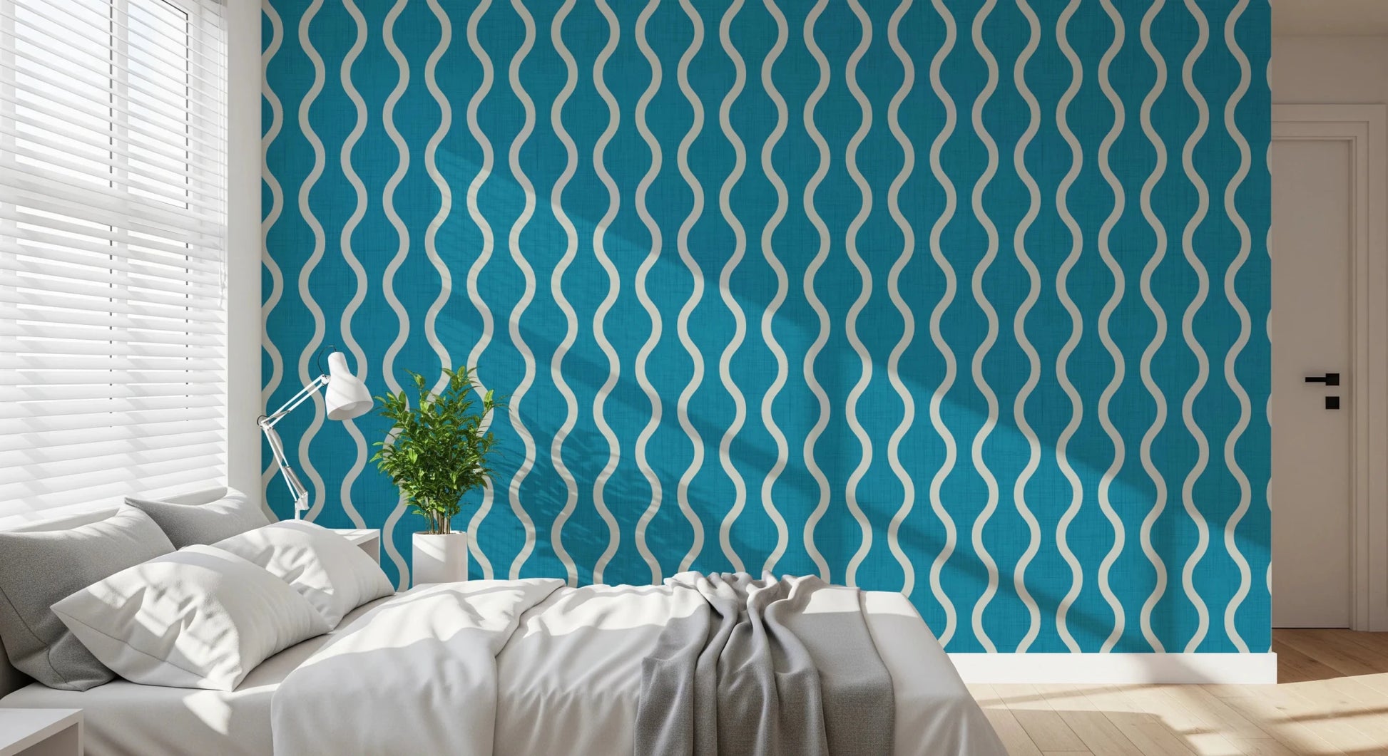 Bright cool wall in Craft Stripe Wallpaper with woven surface detail, GD8525